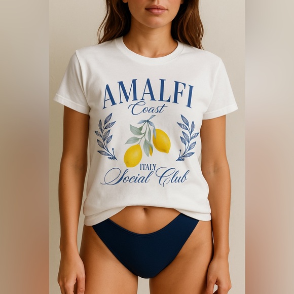 unbranded Tops - Amalfi Coast Graphic T-Shirt Italy Social Club Lemon Print White Size XL NWNT